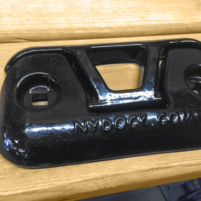 Dock Cleats - Black / Flip Up<br> $ 29.00 <br> Powder coated construction, low profile design and smooth to reduce tripping or hitting the toes. These are the most beautiful dock cleats you will find. They come standard on all NyDocks!