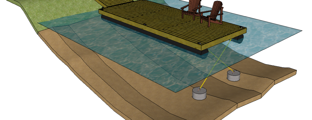 Rendering of installing a floating dock
